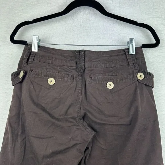 2/$30 Vintage Rewind Crop Capri Pants Size 5 Brown Y2K Sporty Coquette Low Rise - Picture 9 of 12